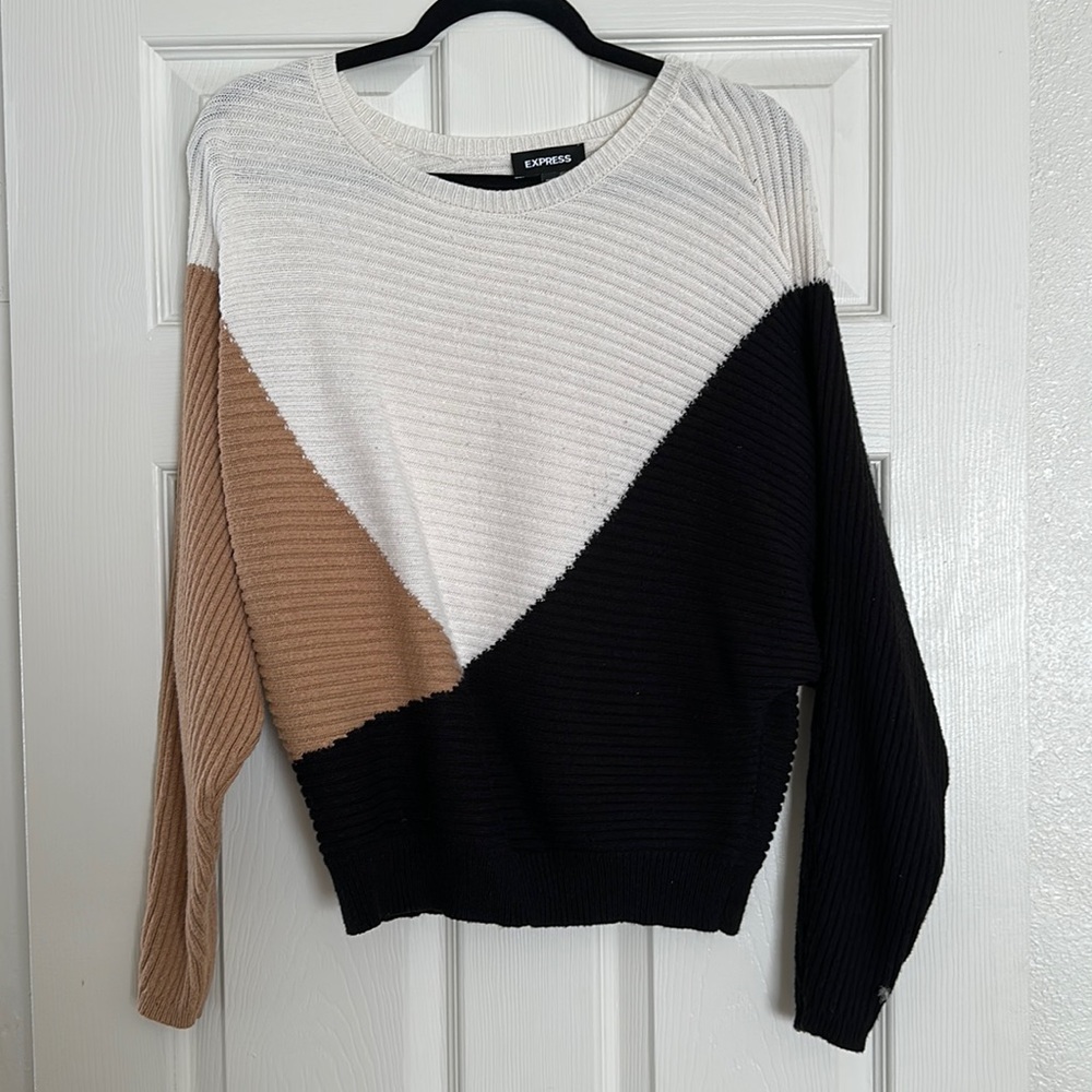 EXPRESS Color Block Ribbed Dolman Sleeve Sweater